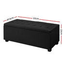 Artiss Blanket Box Ottoman Storage Fabric Footstool Chest Toy Bed Charcoal Black
