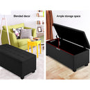 Artiss Blanket Box Ottoman Storage Fabric Footstool Chest Toy Bed Charcoal Black