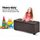 Artiss Blanket Box Storage Ottoman Linen Fabric Foot Stool Chest Toy Bed Brown