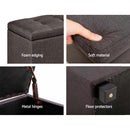 Artiss Blanket Box Storage Ottoman Linen Fabric Foot Stool Chest Toy Bed Brown