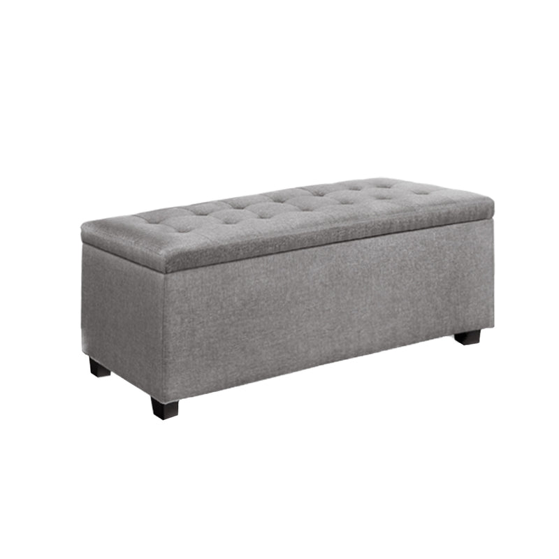 Artiss Blanket Box Ottoman Storage Linen Fabric Foot Stool Toy Large Light Grey