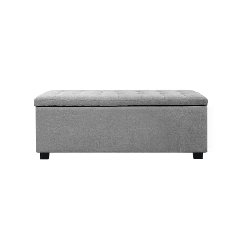 Artiss Blanket Box Ottoman Storage Linen Fabric Foot Stool Toy Large Light Grey