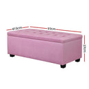Artiss Blanket Box Storage Ottoman Linen Fabric Foot Stool Chest Toy Pink Bed