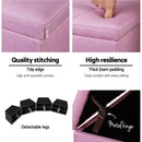Artiss Blanket Box Storage Ottoman Linen Fabric Foot Stool Chest Toy Pink Bed