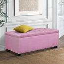 Artiss Blanket Box Storage Ottoman Linen Fabric Foot Stool Chest Toy Pink Bed