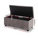 Artiss Storage Ottoman Blanket Box Velvet Foot Stool Rest Chest Couch Toy Grey