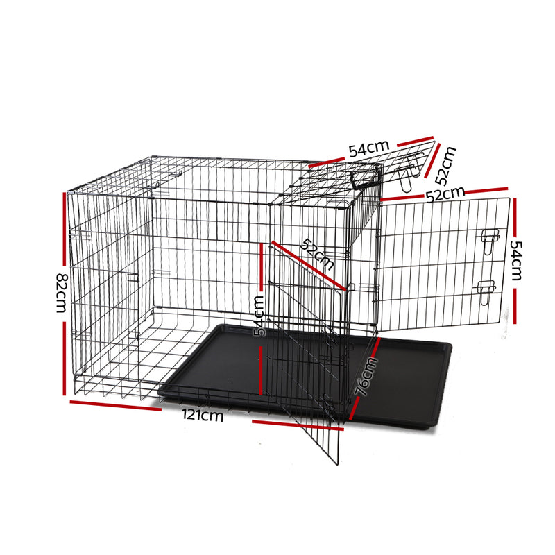 48" Dog Cage Pet Crate Puppy Foldable Metal Kennel Portable 3 Doors XXL