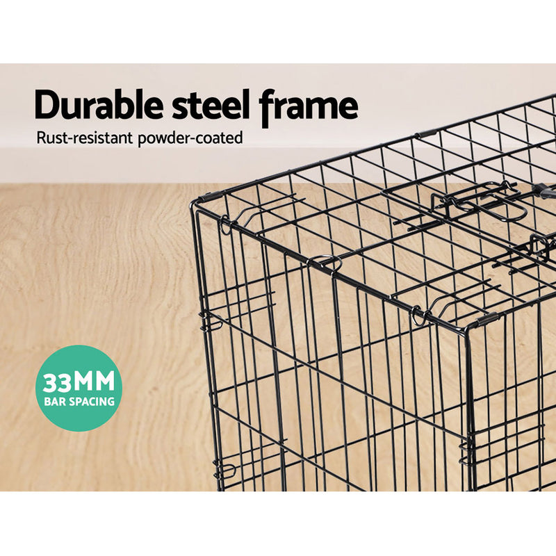 48" Dog Cage Pet Crate Puppy Foldable Metal Kennel Portable 3 Doors XXL