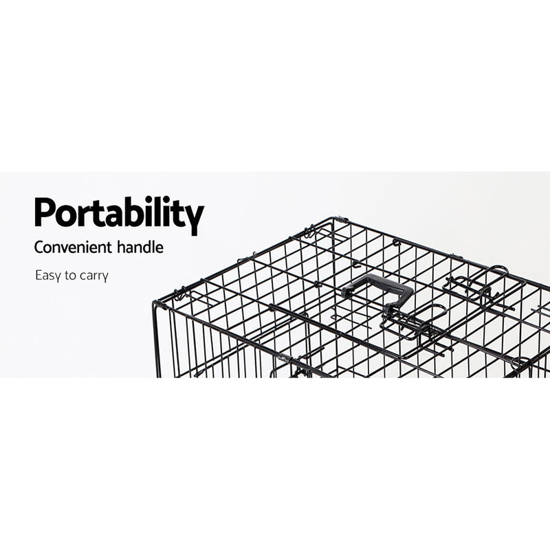 48" Dog Cage Pet Crate Puppy Foldable Metal Kennel Portable 3 Doors XXL
