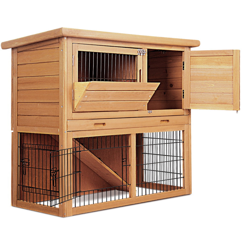 i.Pet Rabbit Hutch Hutches Large Metal Run Wooden Cage Waterproof Outdoor Pet House Chicken Coop Guinea Pig Ferret Chinchilla Hamster 92cm x 45cm x 86cm
