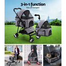 Pet Stroller Dog Cat Cage Carrier Travel Pushchair Foldable 3 IN 1 Seat