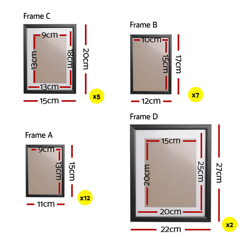 Photo Frame Frames Collage Picture Wall Set Hanging Art Home Decor Family Wedding DIY Present Gift 26 Pieces Pack Black