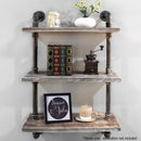 Artiss 3 Tier 61CM Industrial Pipe Shelf Wall Shelves Retro Brown