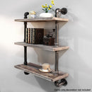 Artiss 3 Tier 61CM Industrial Pipe Shelf Wall Shelves Retro Brown