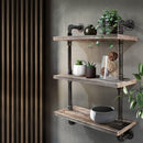 Artiss 3 Tier 61CM Industrial Pipe Shelf Wall Shelves Retro Brown
