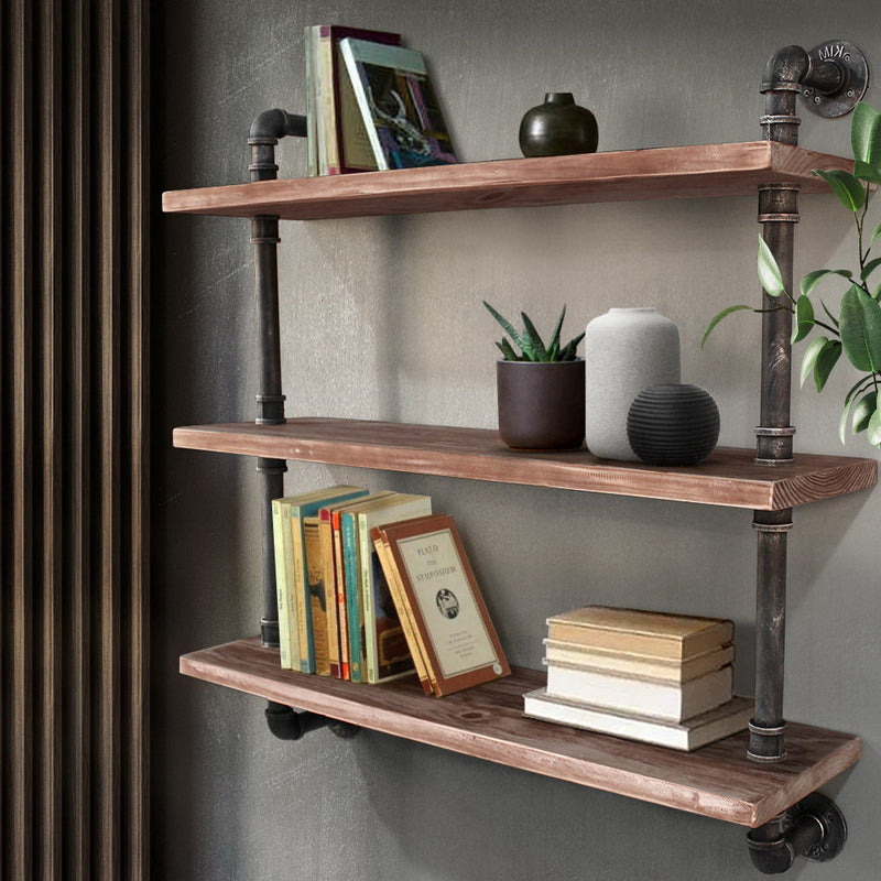 Artiss Display Wall Shelves Industrial DIY Pipe Shelf Brackets Rustic Bookshelf