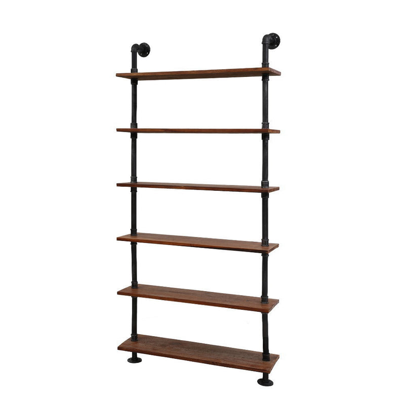 Artiss 6 Tier 90CM Industrial Pipe Shelf Wall Shelves Retro Brown