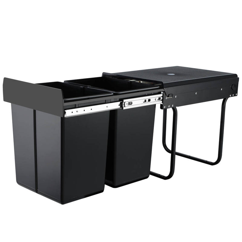 2X20L Pull Out Bin Kitchen Double Dual Twin Bins Sliding Rubbish Waste Basket