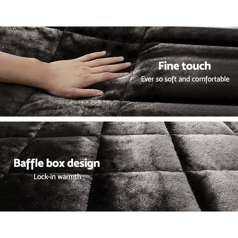 SINGLE Charcoal Faux Mink Quilt Set