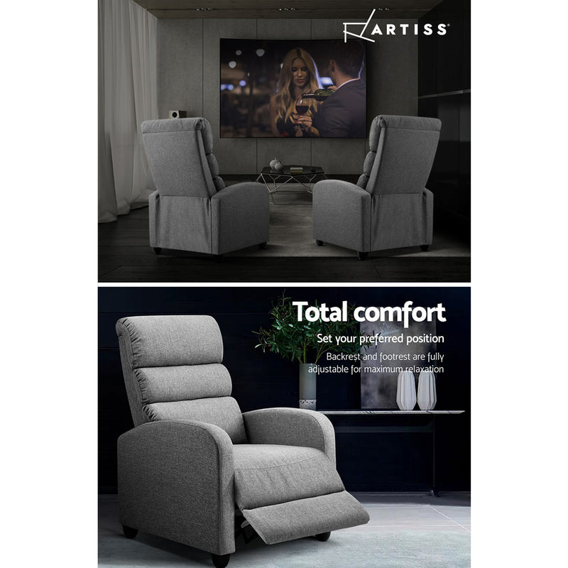 Artiss Recliner Chair Luxury Lounge Chairs Armchair Sofa Fabric