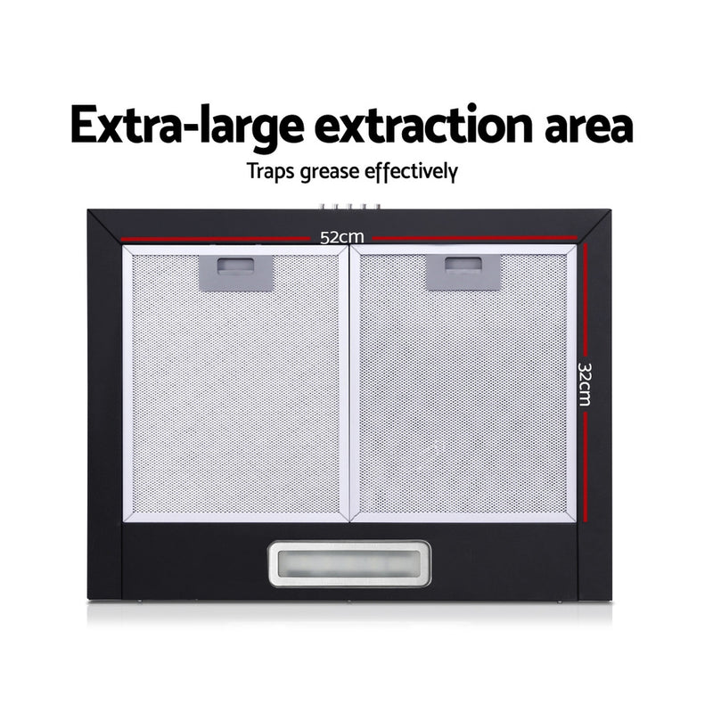 Devanti 600mm 60cm Range Hood Rangehood Kitchen Canopy Black