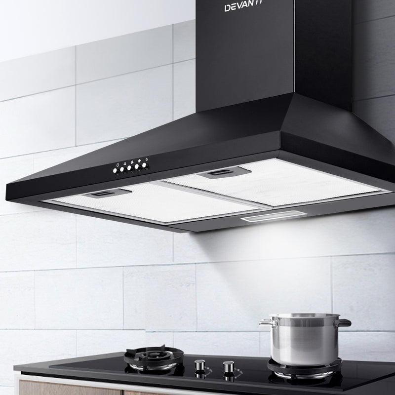 Devanti 600mm 60cm Range Hood Rangehood Kitchen Canopy Black