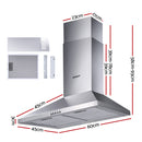 Devanti 600mm 60cm Range Hood Rangehood Silver