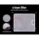 Devanti Range Hood Rangehood 900mm Black Angled Side Draft Wall Mount Glass 90cm