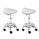Artiss 2x Saddle Salon Stool White Swivel Barber Hair Dress Chair Hydraulic Lift