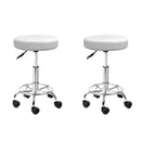 Artiss 2x Round Salon Stool White Swivel Barber Beauty Chair Hydraulic Lift