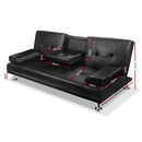 Artiss Sofa Bed Lounge Futon Couch Leather 3 Seater Cup Holder Recliner