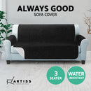 Artiss Sofa Cover Quilted Couch Covers Lounge Protector Slipcovers 3 Seater Black