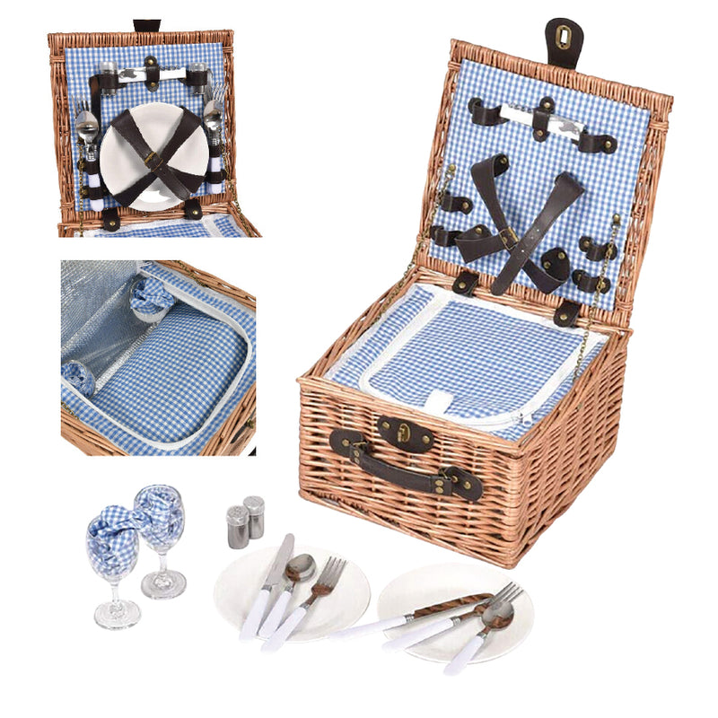 INSULATED DELUXE 2 PERSON PICNIC BASKET SET