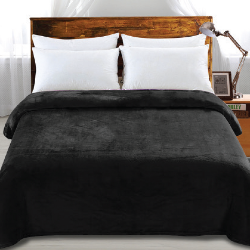 BLACK BED THROW