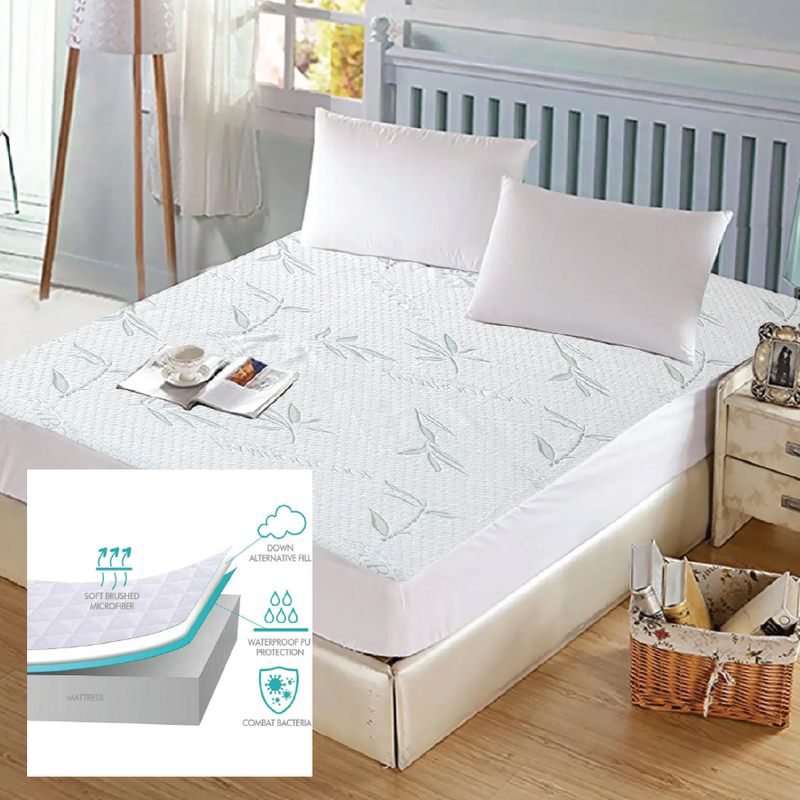 DOUBLE BED SIZE DREAMZ FITTED WATERPROOF BAMBOO MATTRESS PROTECTOR