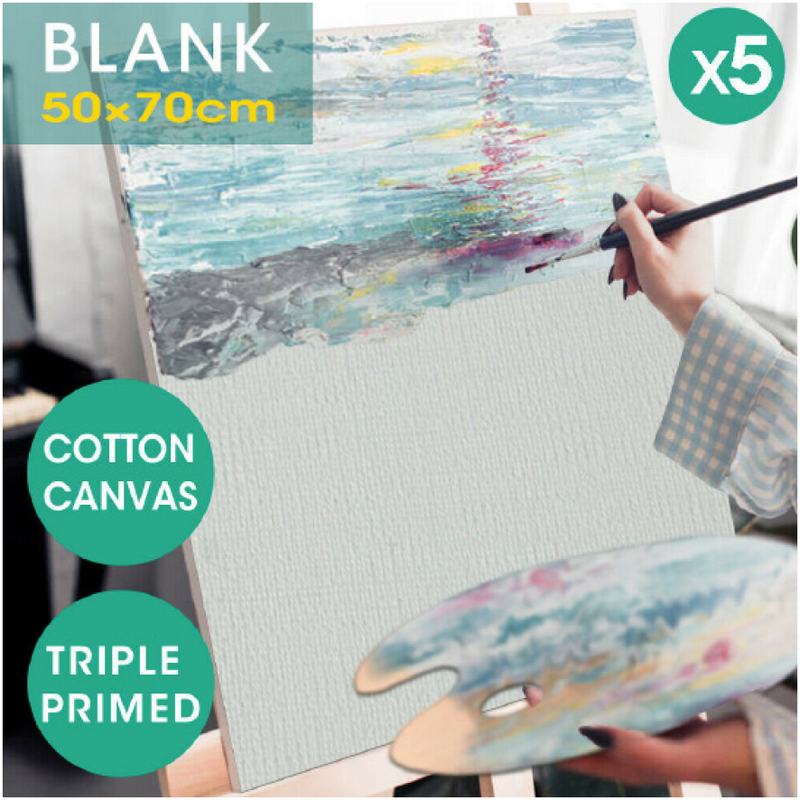 SET OF 5 70CM X 50CM BLANK CANVASES
