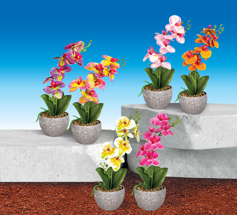 Set of 6 Life-Like Potted Flowers