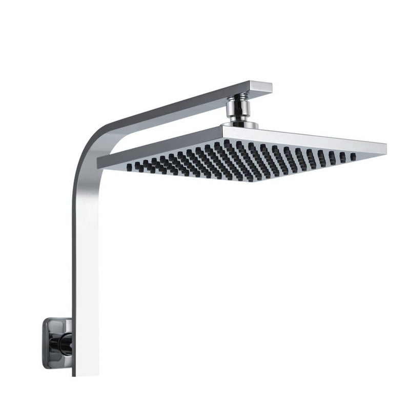 WELS 8" Rain Shower Head Set Bathroom Gooseneck Square Faucet High Pressure Hand Held Silver