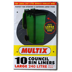 10 Multix Council Bin Liners 240 Litre