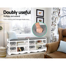 Artiss Shoe Cabinet Bench Shoes Storage Rack Organiser Wooden White Cupboard