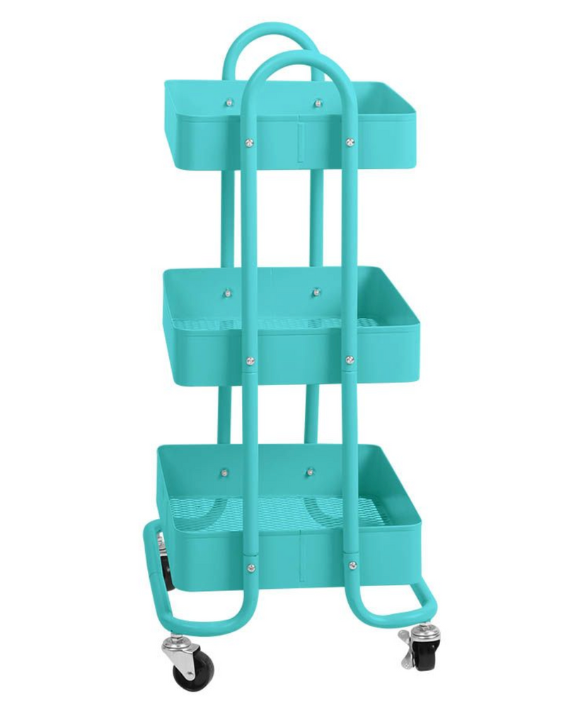 3 Tiers Kitchen Trolley Cart Steel Storage Rack Shelf Organiser Wheels Blue