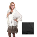 MARGARET BLACK FAUX FUR TRIM SHAWL