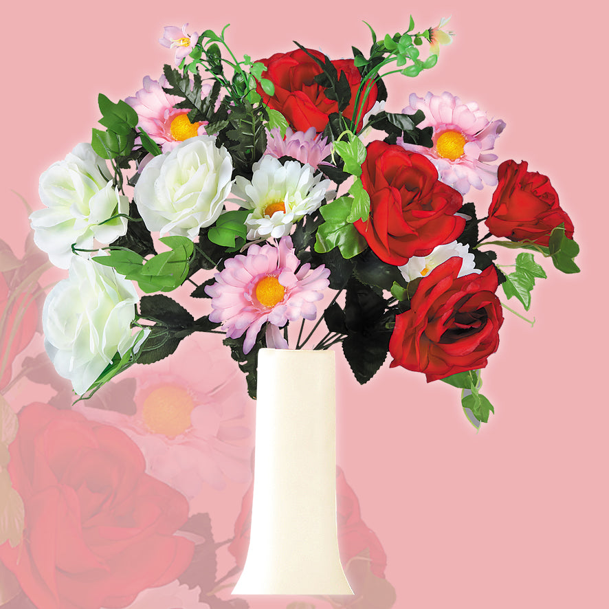 14-HEAD LIFE-LIKE ROSE AND GERBERAS