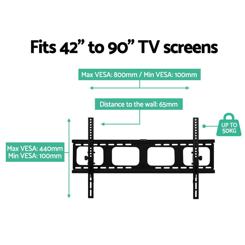 Artiss 42-90 Inch Fixed TV Wall Mount Bracket TV Bracket Wall Mount up to 50KG