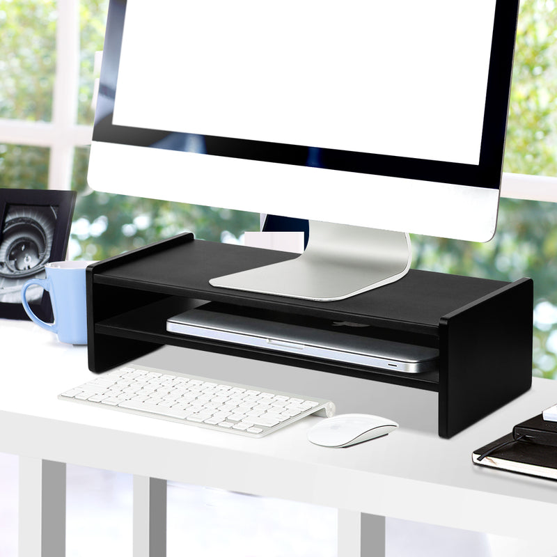 Artiss TV Stand/Monitor Riser Black 55x23.5x15cm Desk Computer Holder