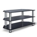TV Media Stand Entertainment Unit 3 Tiers Shelf Glass Cabinet