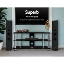 TV Media Stand Entertainment Unit 3 Tiers Shelf Glass Cabinet