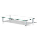 Artiss TV Stand/Monitor Riser Glass Clear 60x26x12cm Desk Computer Holder