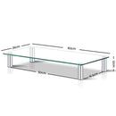 Artiss TV Stand/Monitor Riser Glass Clear 60x26x12cm Desk Computer Holder