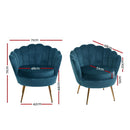 Artiss Armchair Lounge Chair Accent Retro Armchairs Lounge Shell Velvet Navy